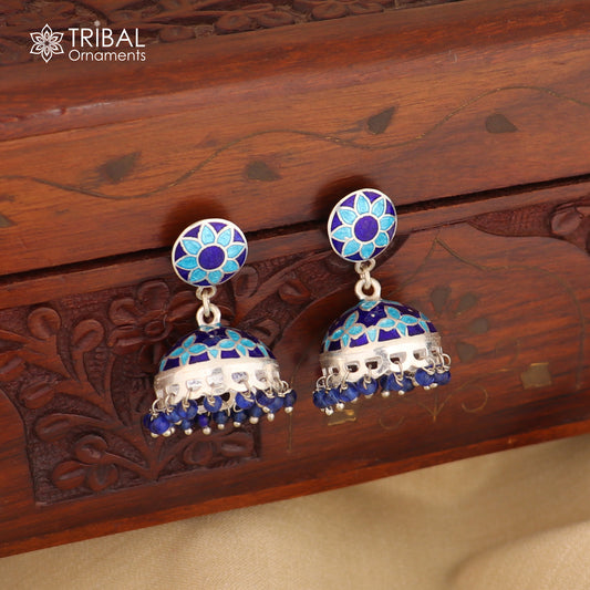 925 sterling silver stylish minakari design jumka earring er250