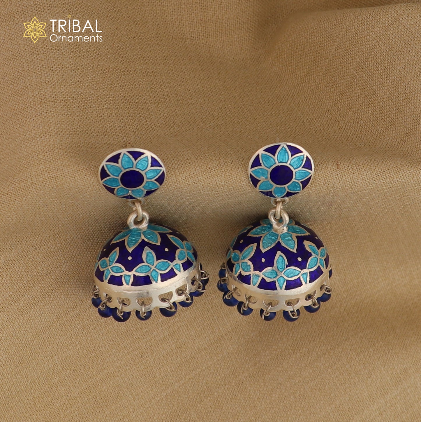 925 sterling silver stylish minakari design jumka earring er250
