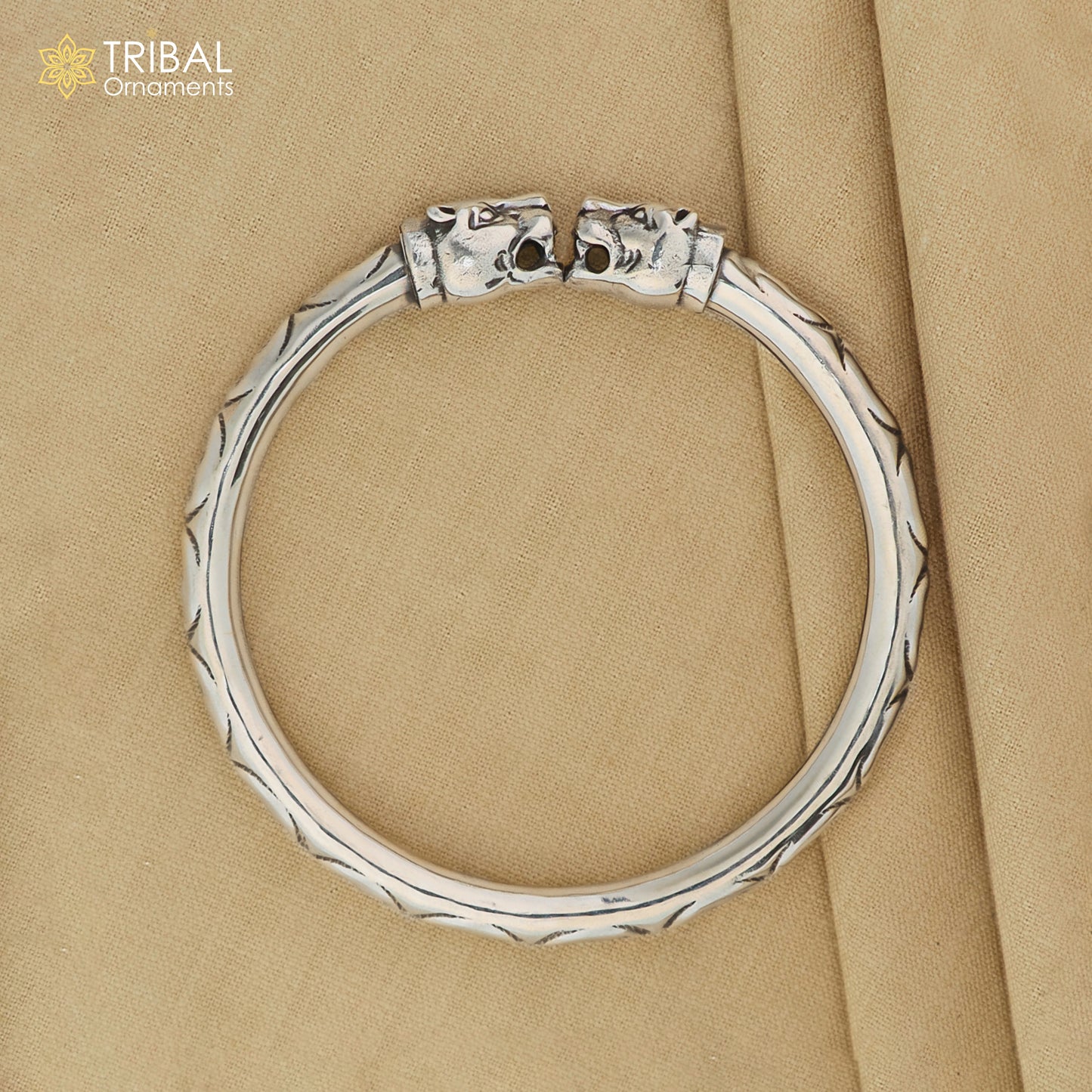 925 sterling silver lion face design handcrafted work bangle bracelet kada unisex customized jewelry nsk707