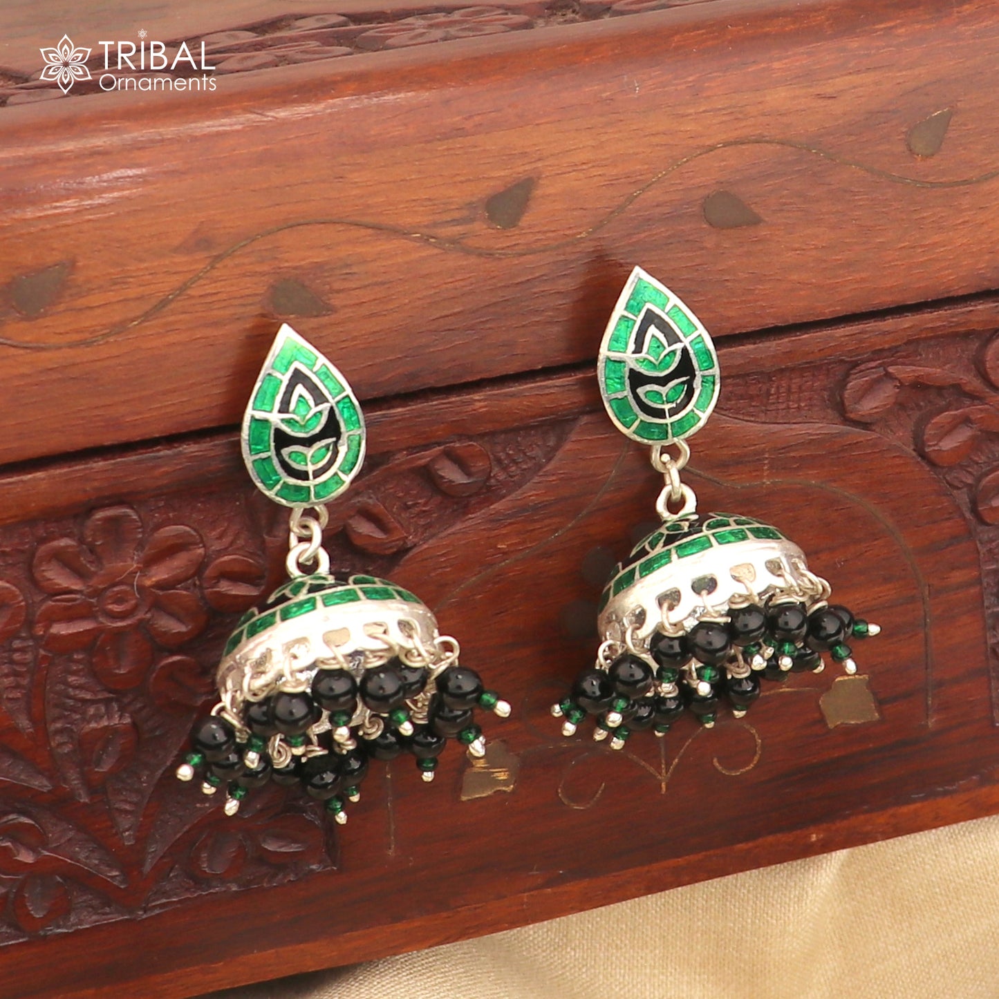 925 sterling silver stylish minakari design jumka earring er251