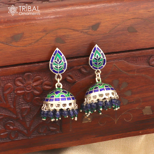 925 sterling silver stylish minakari design jumka earring er252