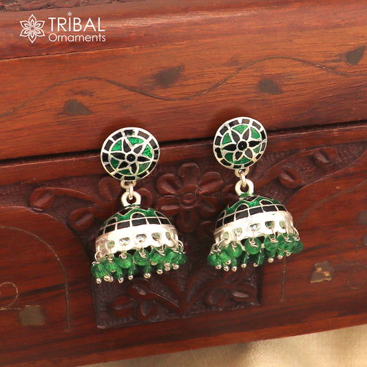925 sterling silver stylish minakari design jumka earring er253
