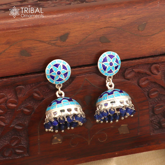 925 sterling silver stylish minakari design jumka earring er256