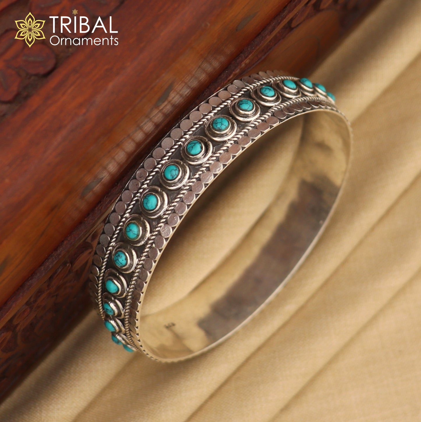 925 sterling silver customized vintage design turquoise stone bangle bracelet kada ethnic jewelry nba337