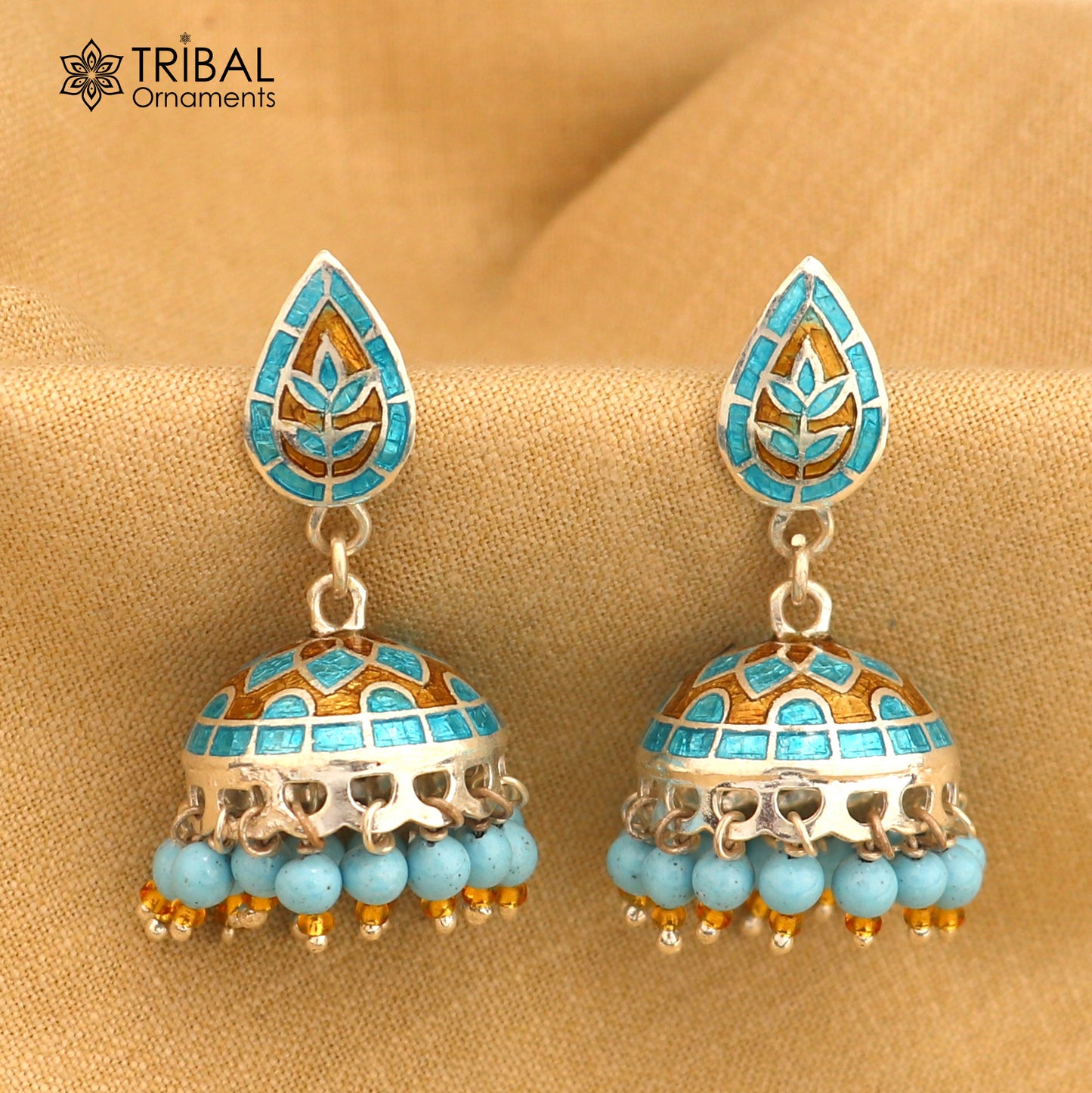 925 sterling silver stylish minakari design jumka earring er258