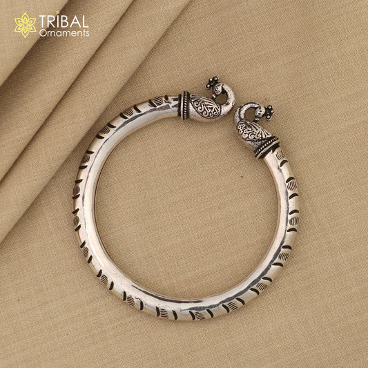 925 sterling silver vintage peacock design bangle bracelet kada, unisex customized personalized hip-hop jewelry nsk618