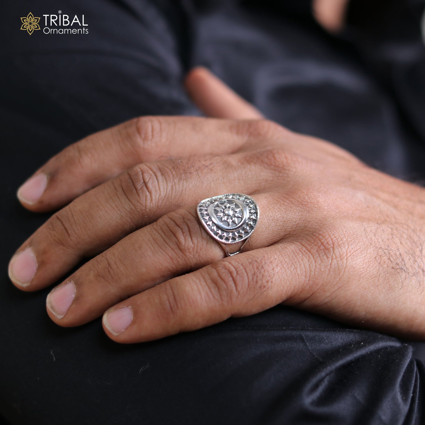 925 sterling silver ethnic floral design ring Jewelry sr769 - TRIBAL ORNAMENTS