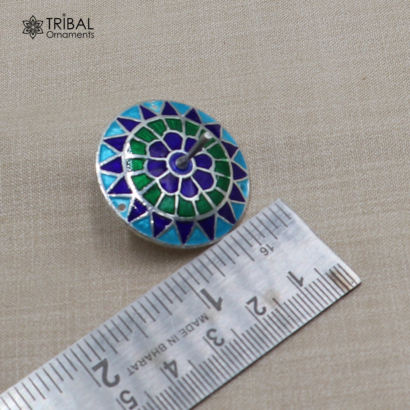 925 sterling silver mandala meenakari design Firki or Lattu toy silver toy for your baby Krishna idols article art853