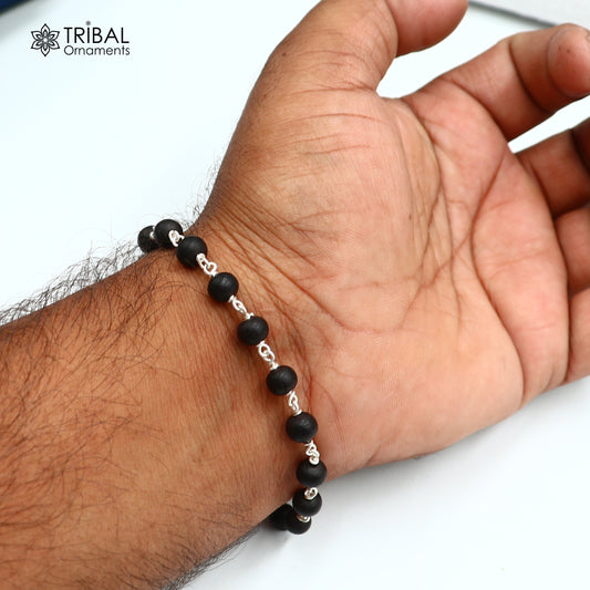 925 Sterling silver karungali black beads bracelet for unisex jewelry sbr783