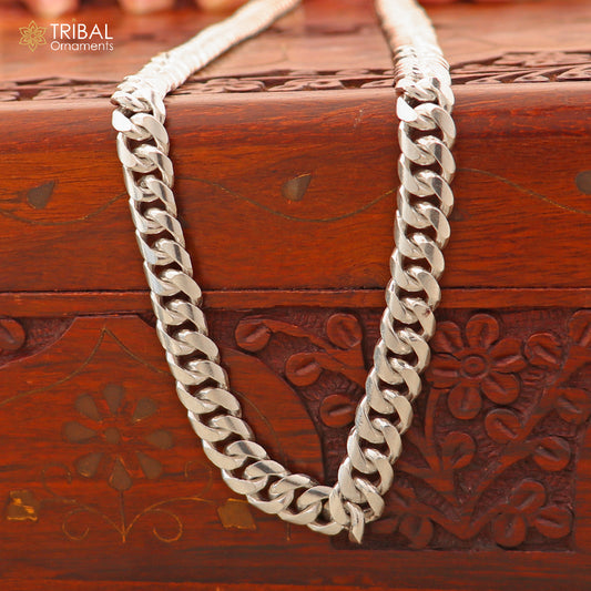 925 sterling silver cuban link design solid heavy necklace chain for men's jewelry ch623