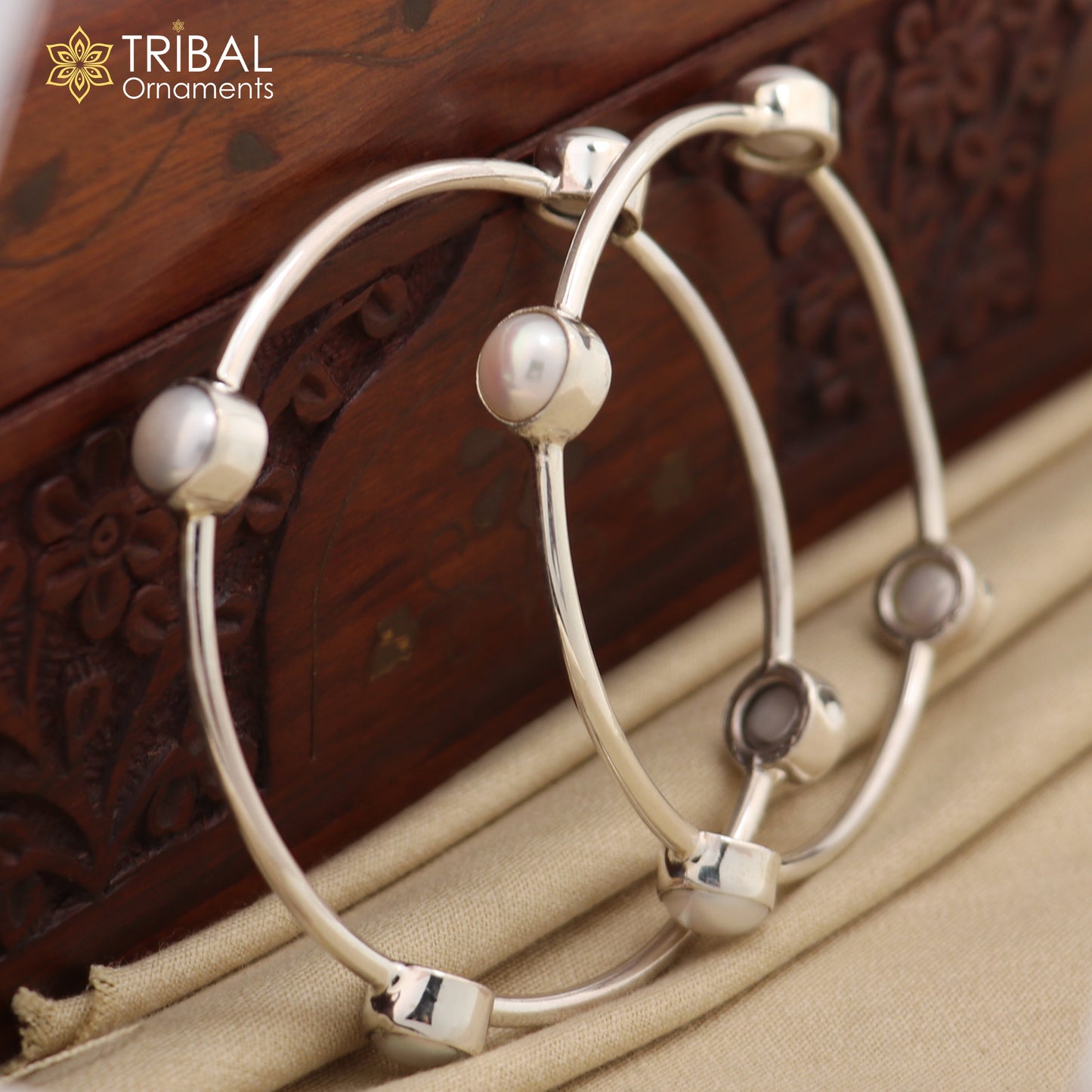 925 sterling silver plain bangle bracelet with gorgeous natural pearl stone floral design bangles girl's jewelry ba128