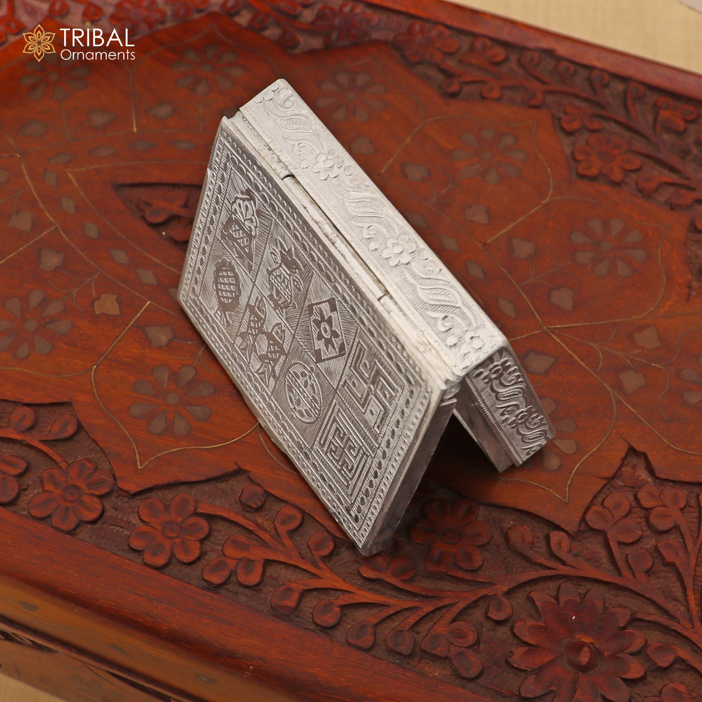 3"X2" 925 sterling silver ashth mangal box trinket box rectangle shape box collection, stb890