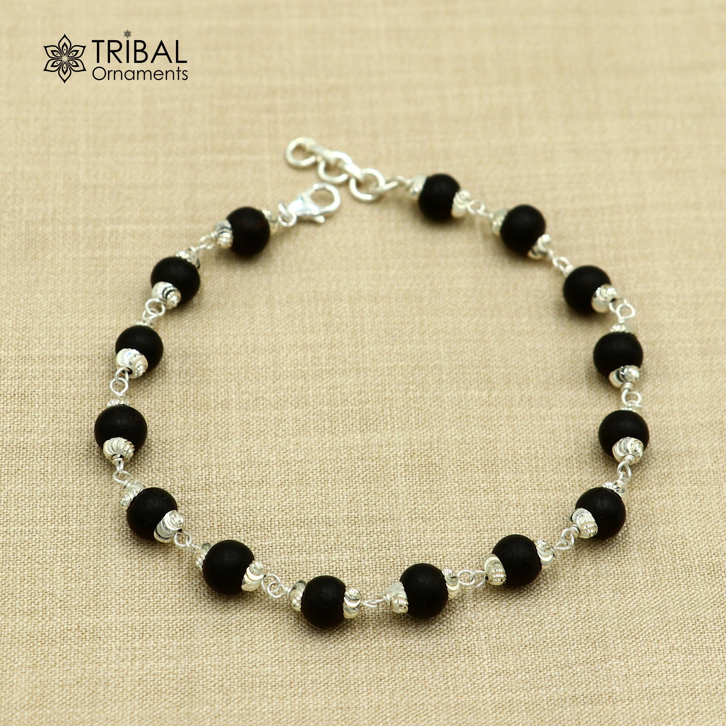 925 Sterling silver karungali black beads bracelet for unisex jewelry sbr784