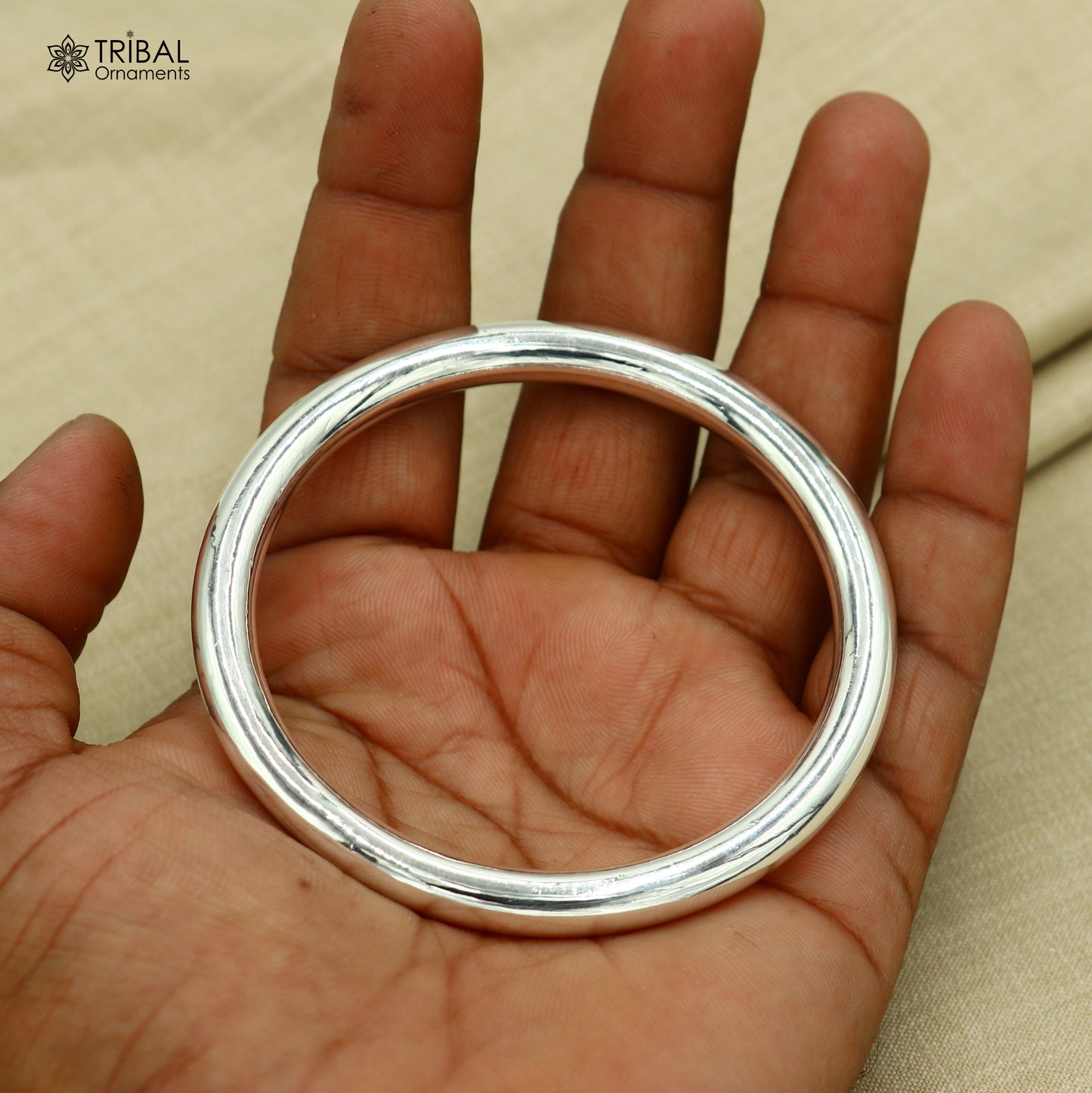 Solid 999 silver customized round plain bangle kada tribal jewelry nsk945