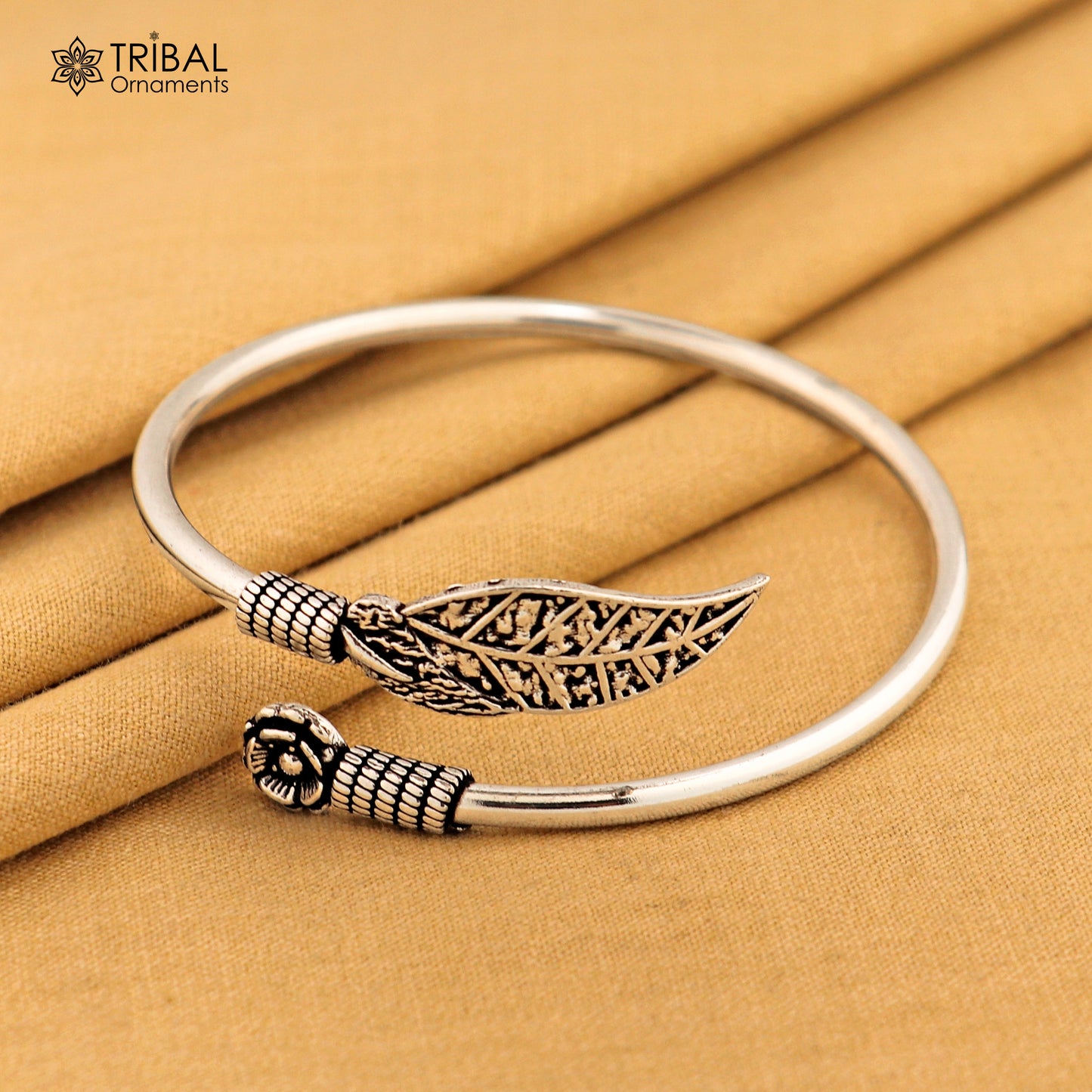 Flower and tree leaf style 925 sterling silver bangle bracelet kada for girl's women's jewelry nsk635