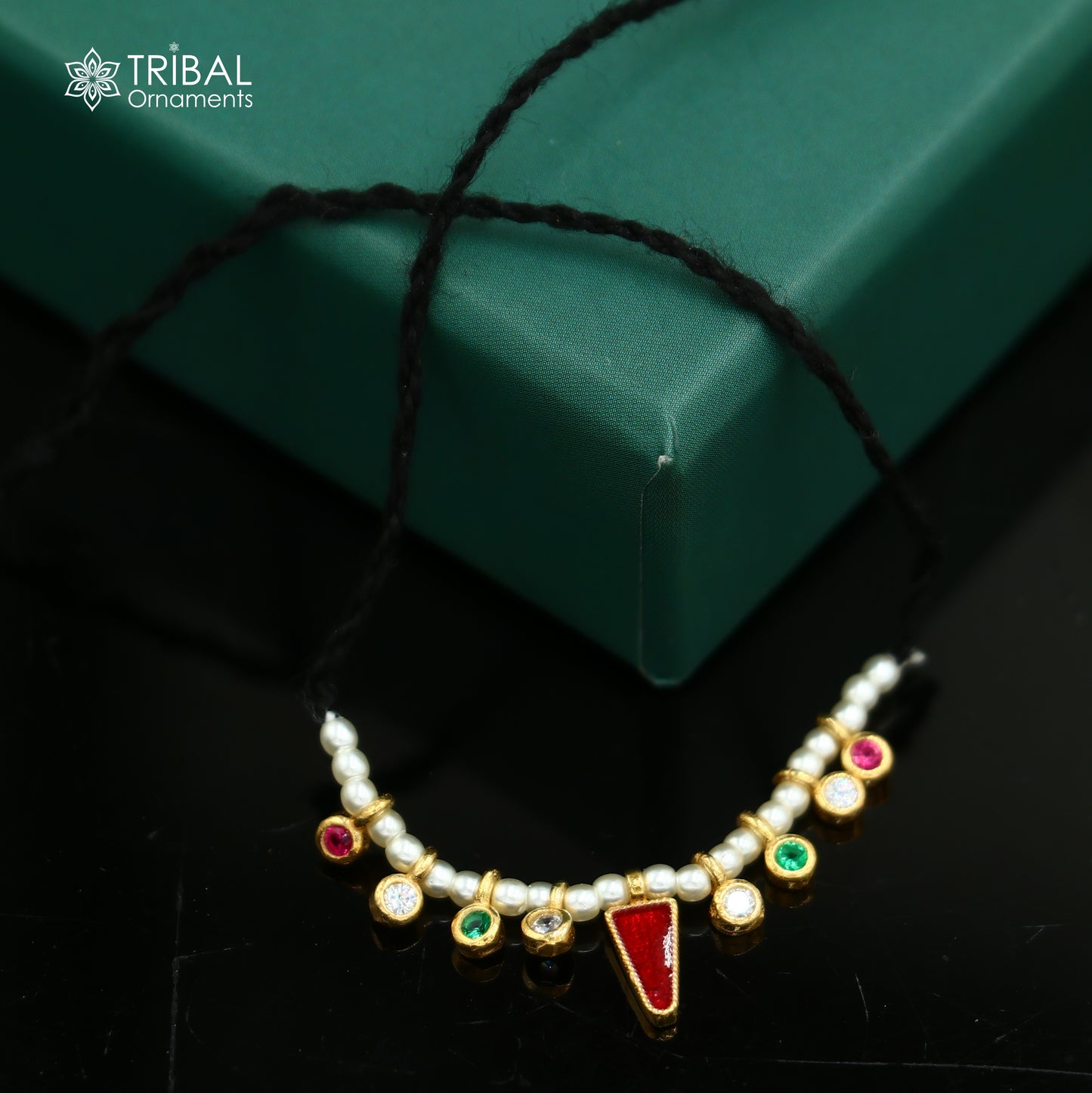 925 sterling silver pearl style multi color stone necklace for idols or god statues gold polished jewelry set776