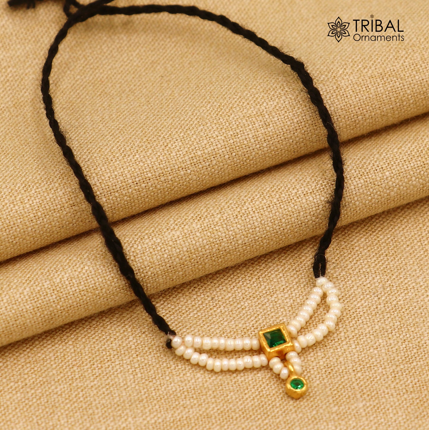 925 sterling silver pearl style green stone necklace for idols or god statues gold polished jewelry set777
