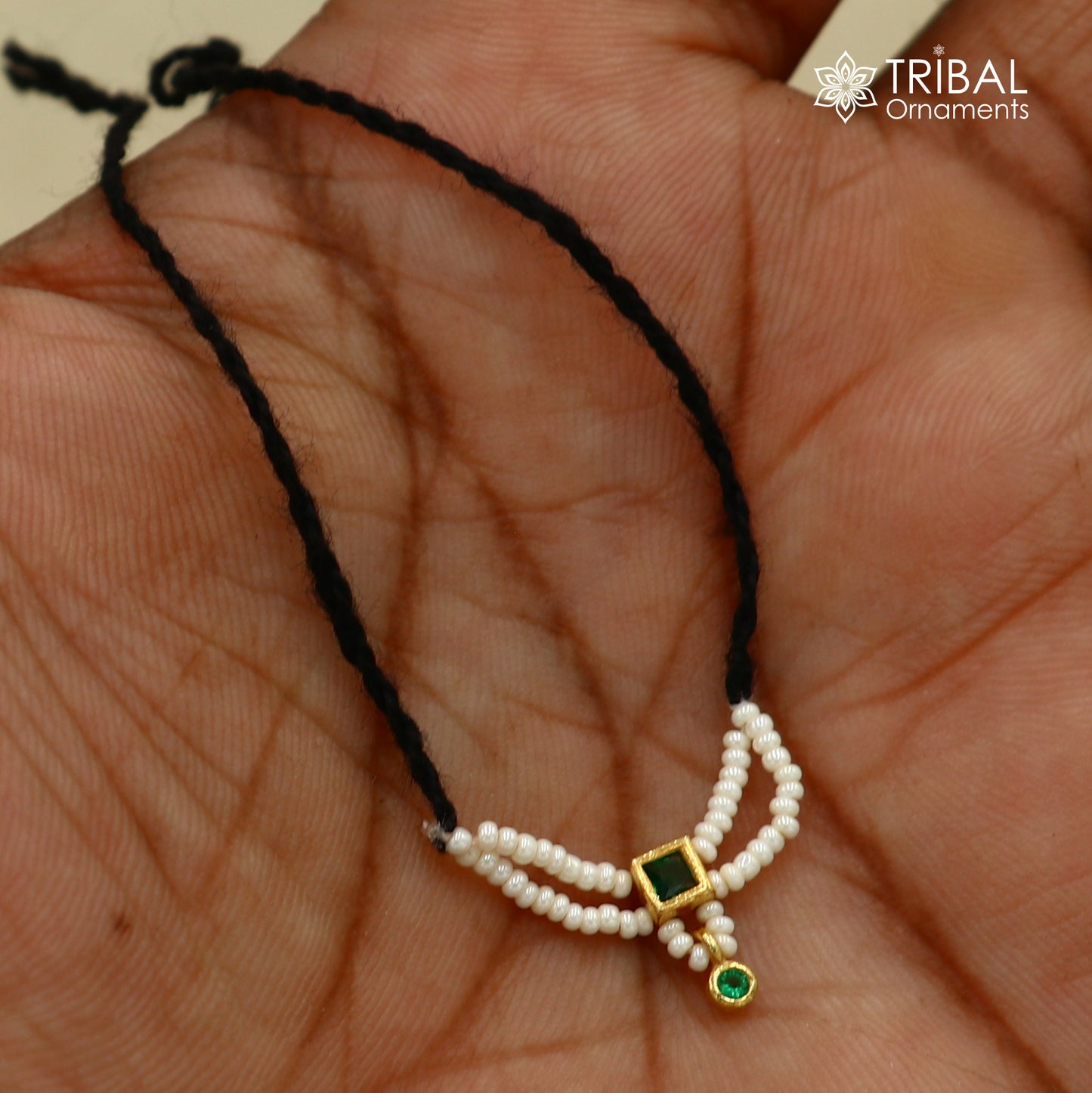 925 sterling silver pearl style green stone necklace for idols or god statues gold polished jewelry set777