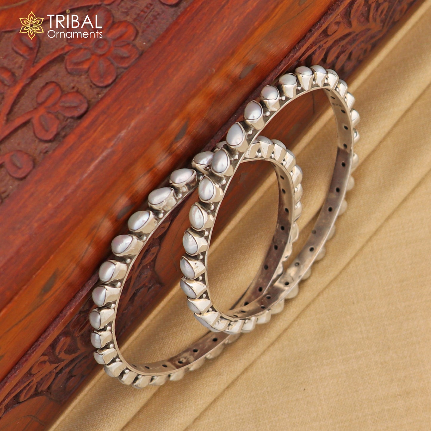 925 sterling silver natural pearls bangle bracelet, stylish fancy functional jewelry nba0385