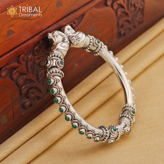 Vintage design handcrafted unique work 925 sterling silver peacock bangle bracelet kada unique screw locking best gifting jewelry nsk465