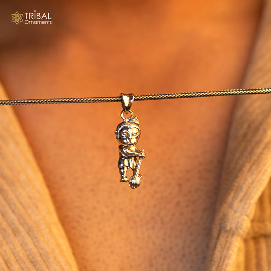 Pure 925 sterling silver handmade Hindu god Lord Bal Hanuman pendant, amazing designer fabulous pendant unisex gifting jewelry ssp883 - TRIBAL ORNAMENTS