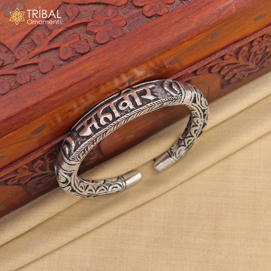 925 sterling silver Mahaveer chitai work bangle bracelet kada nsk903
