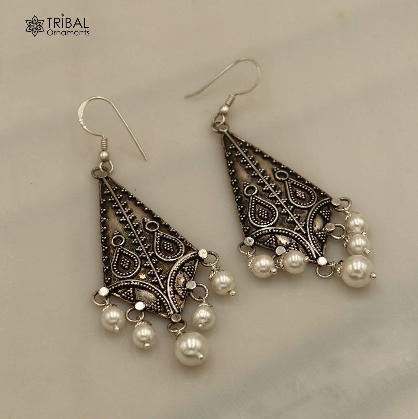 925 sterling silver ethnic vintage style traditional drop dangle earring ear745