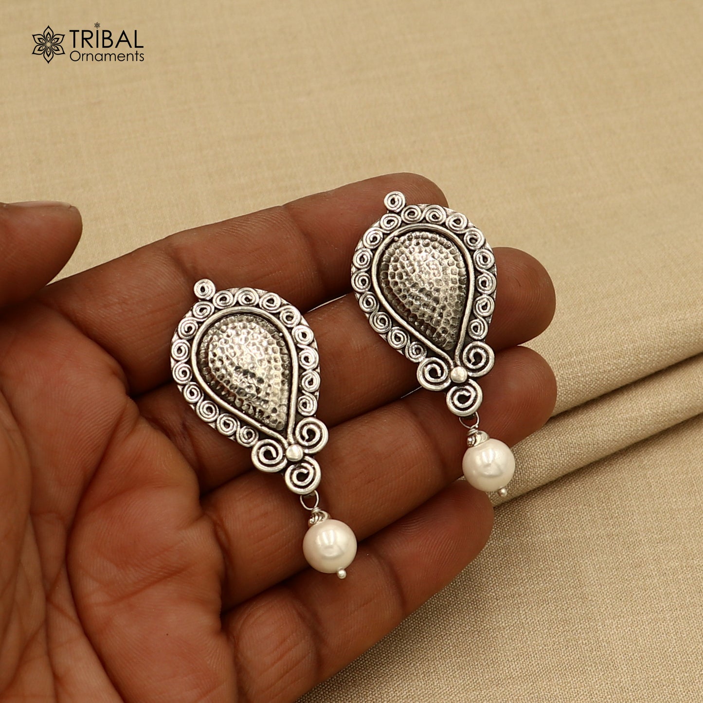 925 sterling silver ethnic vintage style traditional earring with drop dangle beads earring ear746