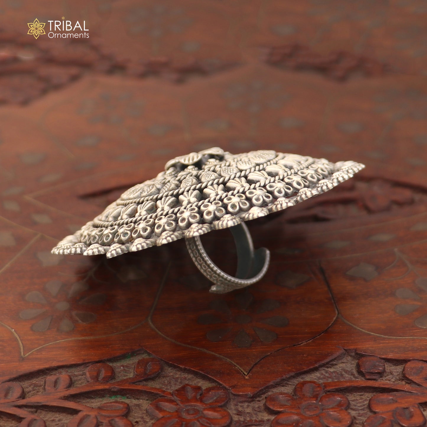 925 sterling silver round flower design ring tribal ethnic Jewelry sr832