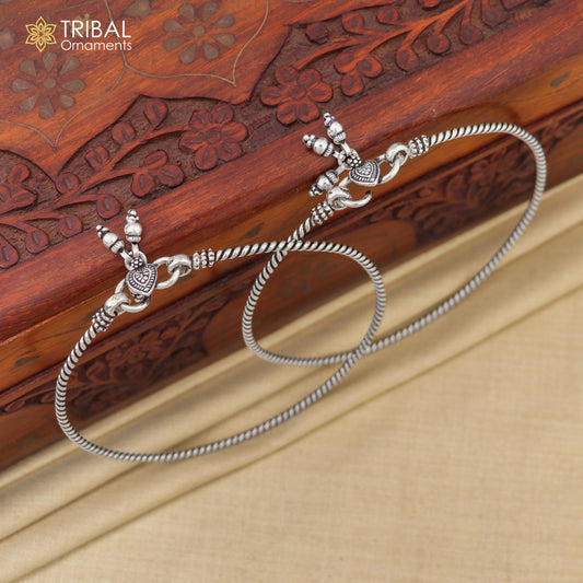 925 sterling silver vintage design customized foot bracelet anklet kada hanging drops belly dance ethnic jewelry nsfk124