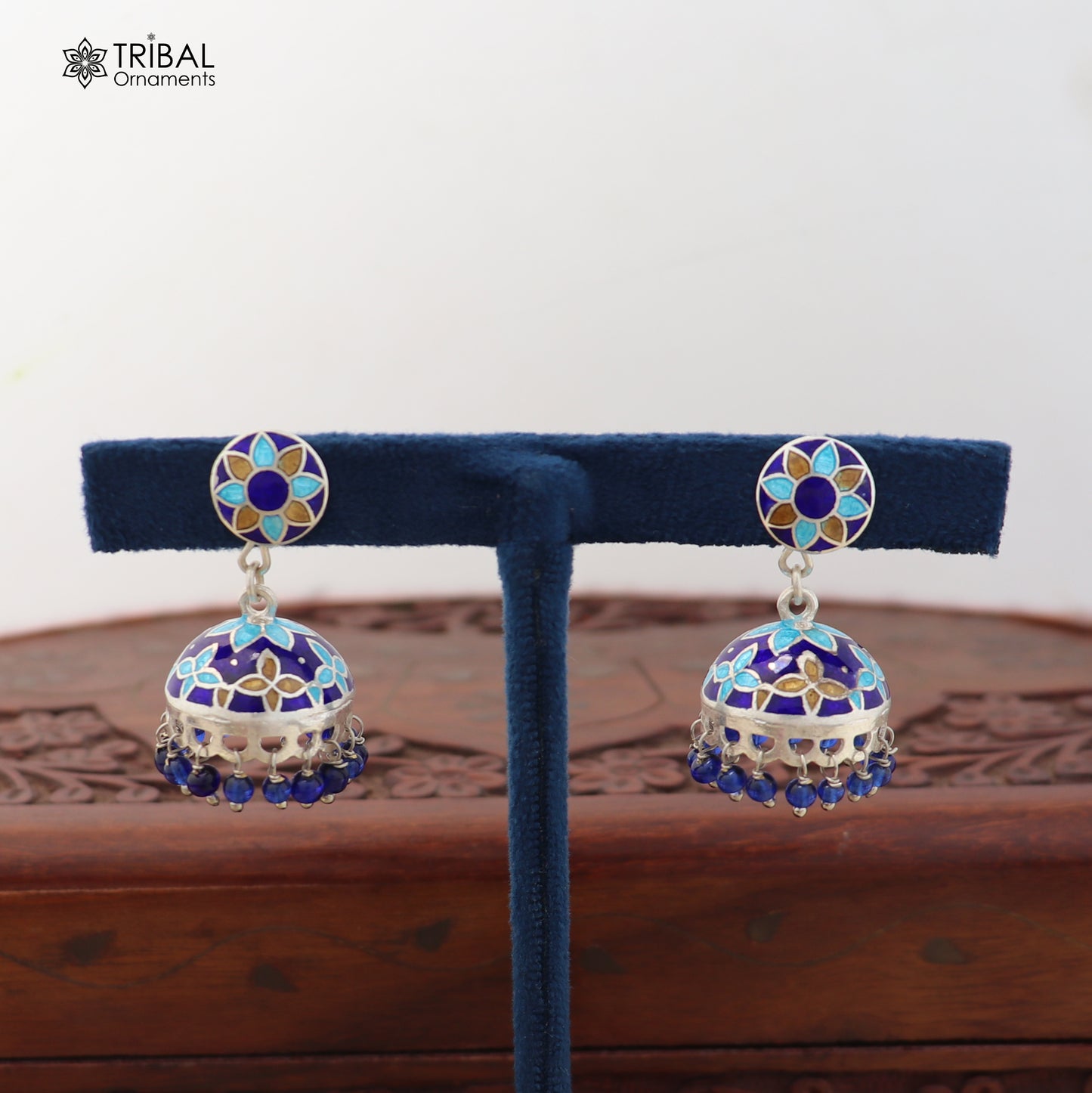 925 sterling silver colorful enamel work Jhumka earring er292