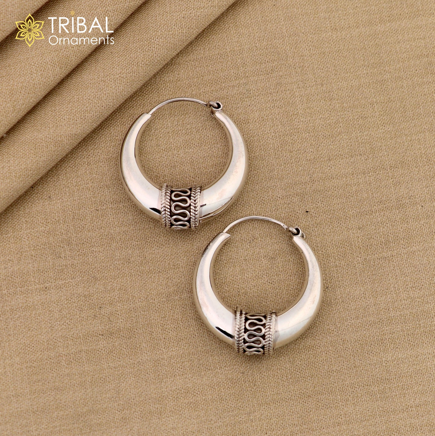 Vintage Design 925 sterling silver fabulous hoops earring, tribal kundal earring from Rajasthan India, best gifting unisex jewelry ear612
