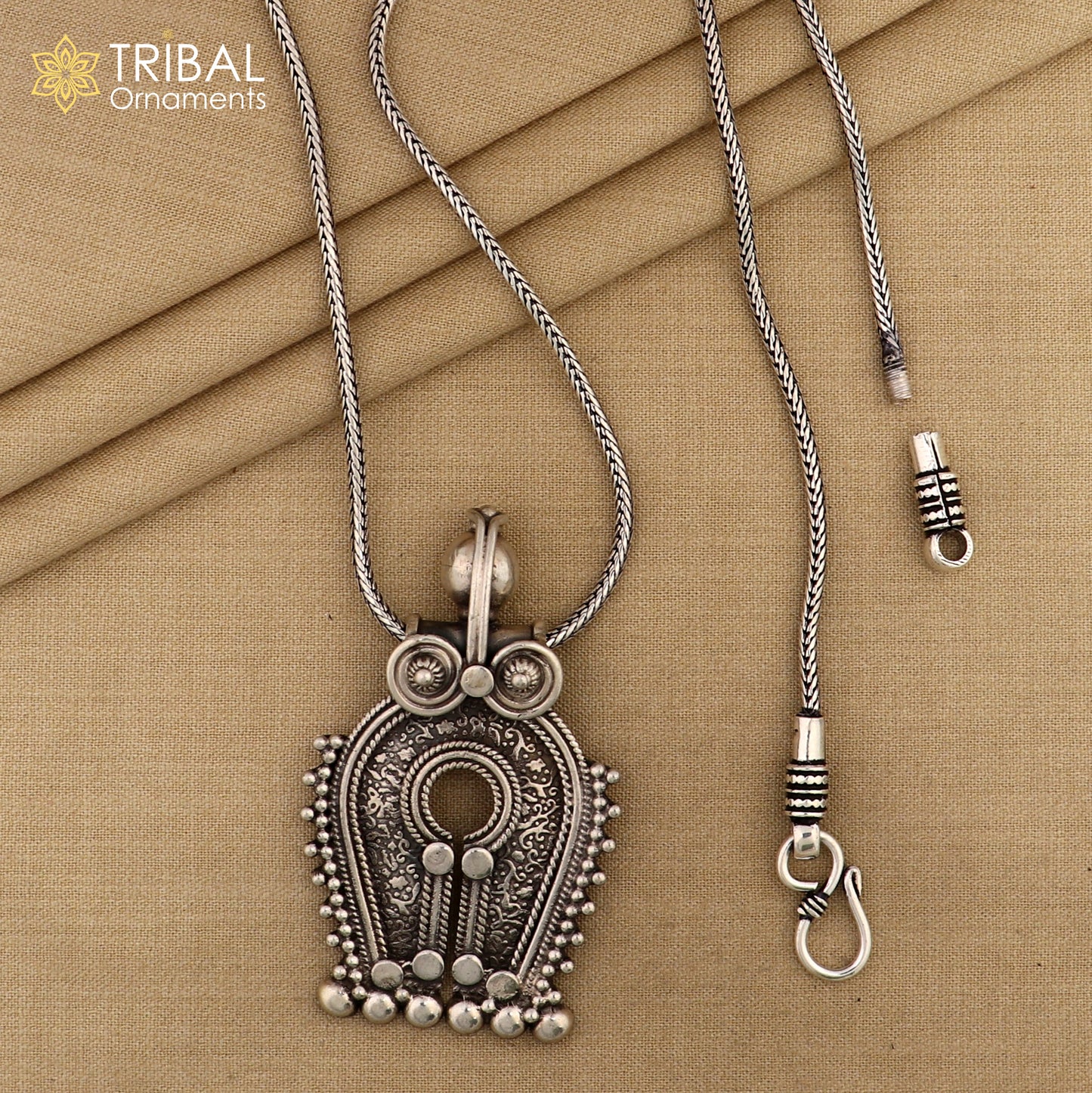 925 sterling silver solid chitai work antique design pedant gorgeous tribal jewelry nsp259