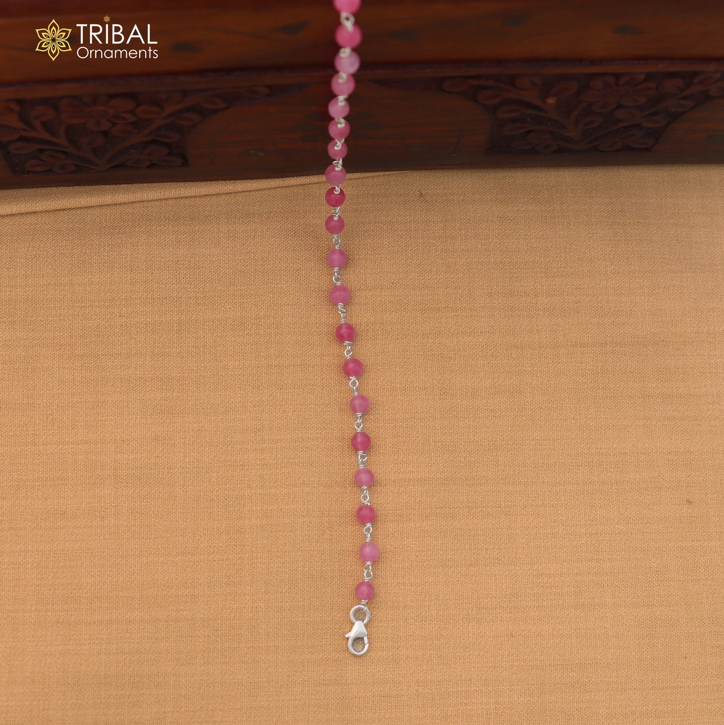 925 Sterling silver rose quartz beads bracelet for unisex jewelry sbr801