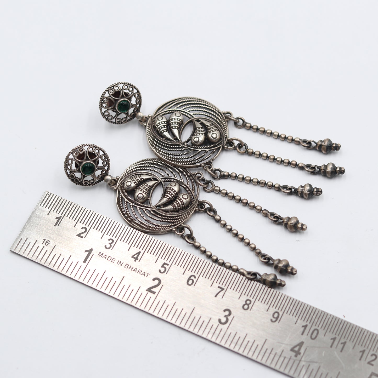 925 sterling silver ethnic tribal design long drop dangle earring s1344 - TRIBAL ORNAMENTS