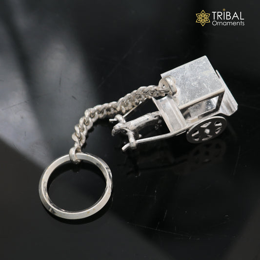 925 Sterling silver vintage CART design solid key chain, stylish royal gifting silver accessories unisex gift kch26 - TRIBAL ORNAMENTS