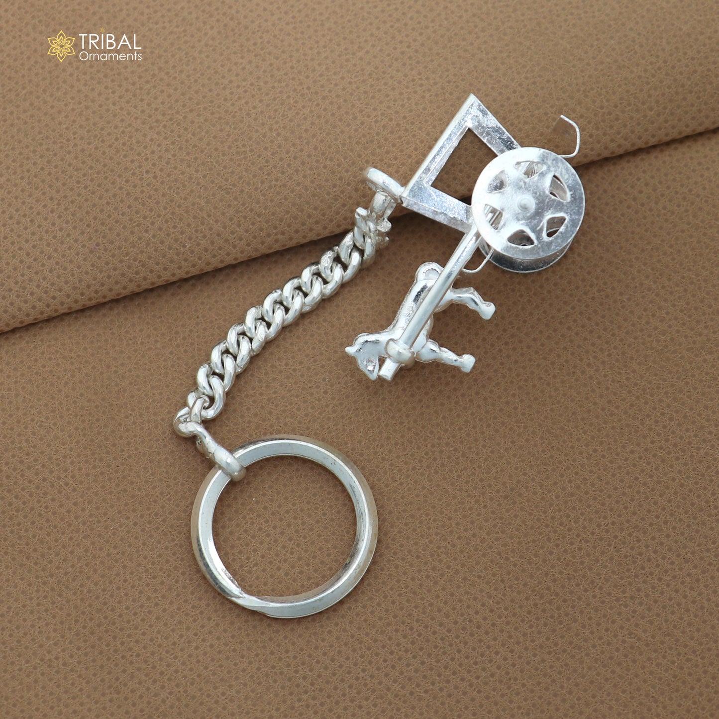 925 Sterling silver vintage CART design solid key chain, stylish royal gifting silver accessories unisex gift kch26 - TRIBAL ORNAMENTS