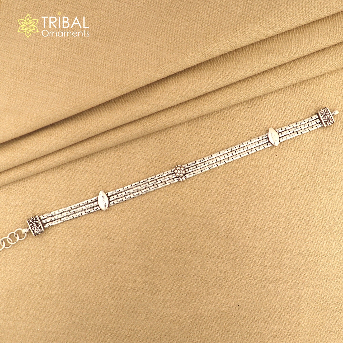 Vintage designer 925 sterling silver 3 line chain 8.5 inches customized bracelet sbr698