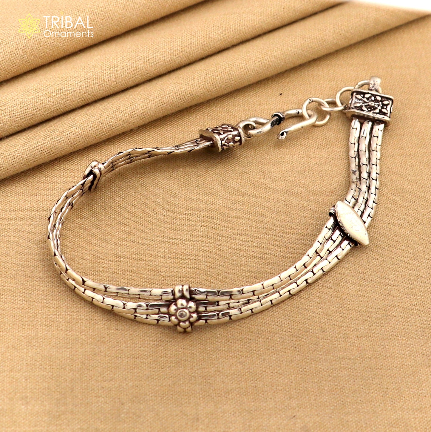Vintage designer 925 sterling silver 3 line chain 8.5 inches customized bracelet sbr698