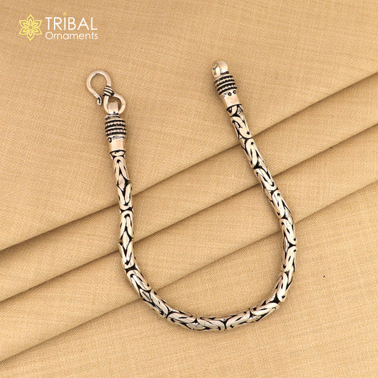 5mm solid men's vintage design 925 PURE silver handmade byzantine chain bracelet flexible bracelet unisex jewelry from india sbr730
