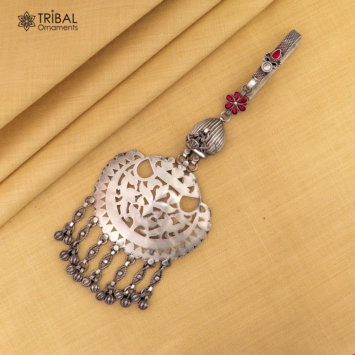 925 sterling silver vintage stylish sari chhalla brooch, saree waist belly jewelry skey18