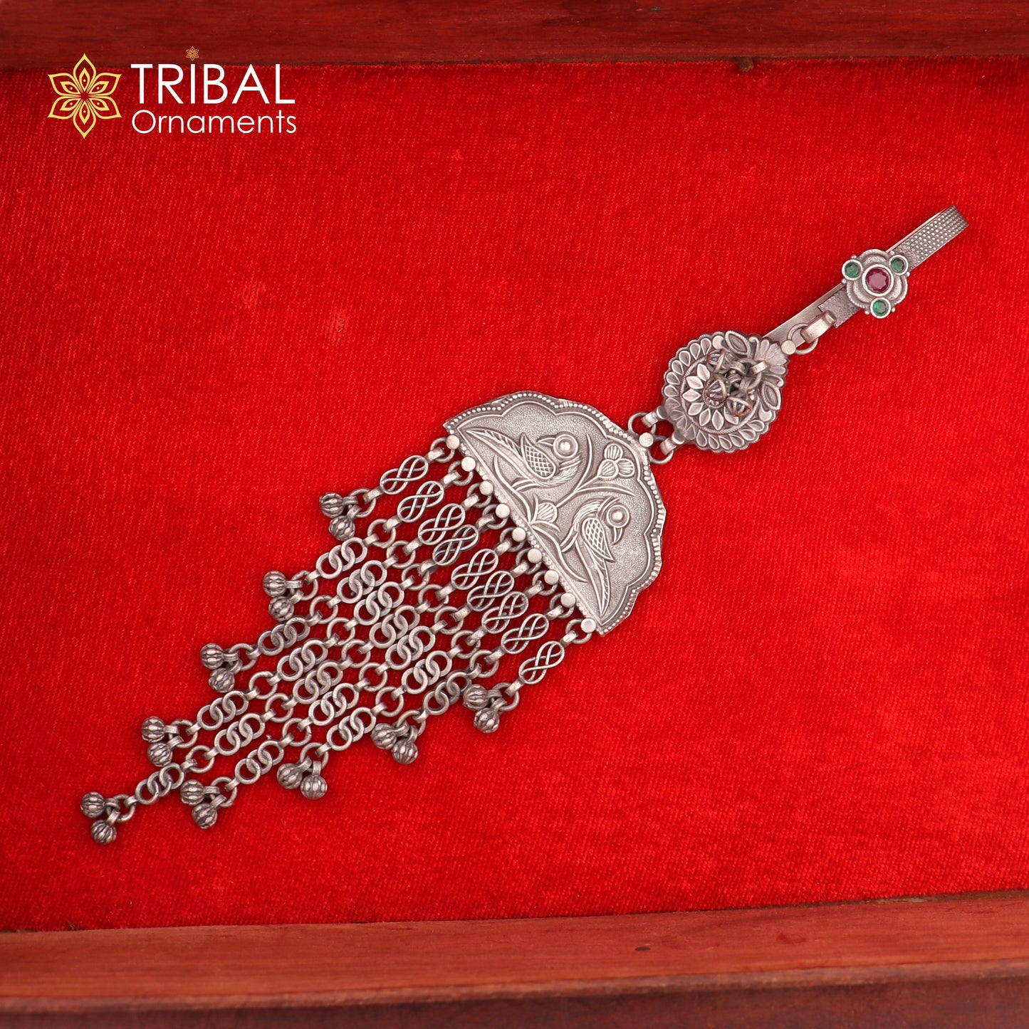 925 sterling silver vintage stylish sari chhalla brooch, saree waist belly satka jewelry skey19