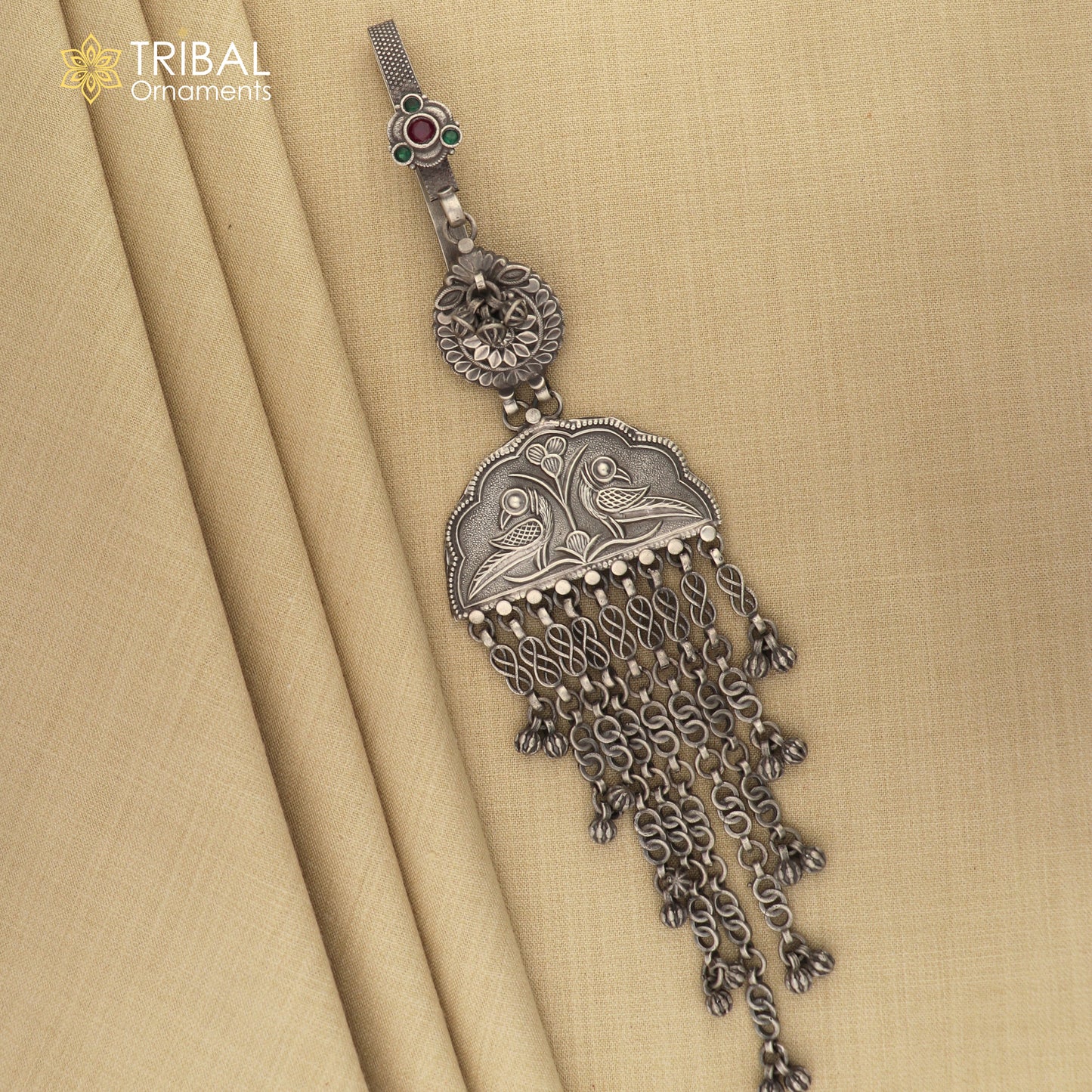 925 sterling silver vintage stylish sari chhalla brooch, saree waist belly satka jewelry skey19