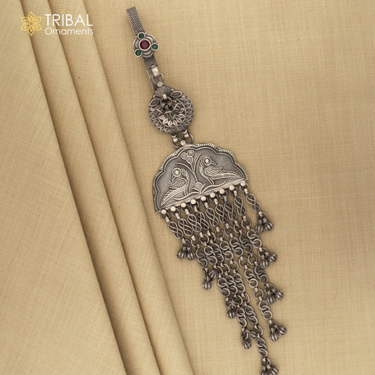 925 sterling silver vintage stylish sari chhalla brooch, saree waist belly satka jewelry skey19