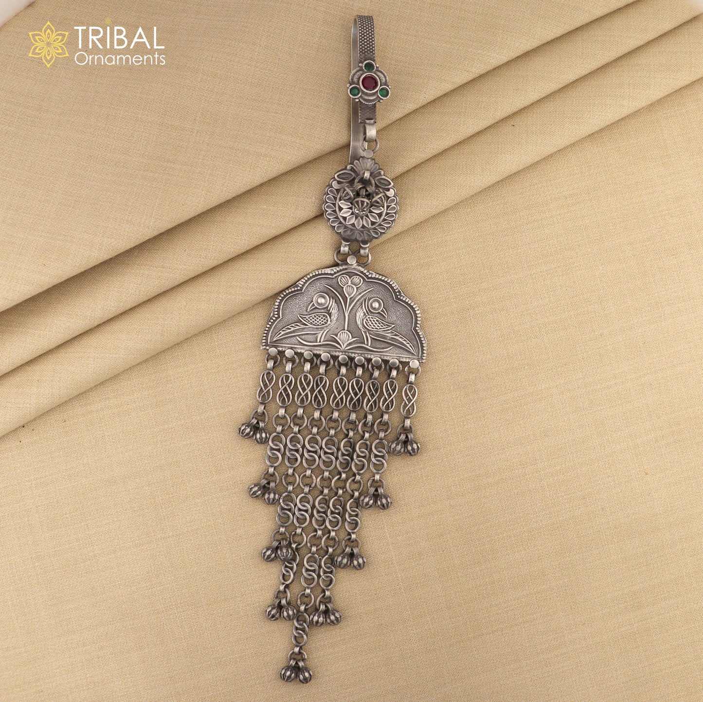 925 sterling silver vintage stylish sari chhalla brooch, saree waist belly satka jewelry skey19