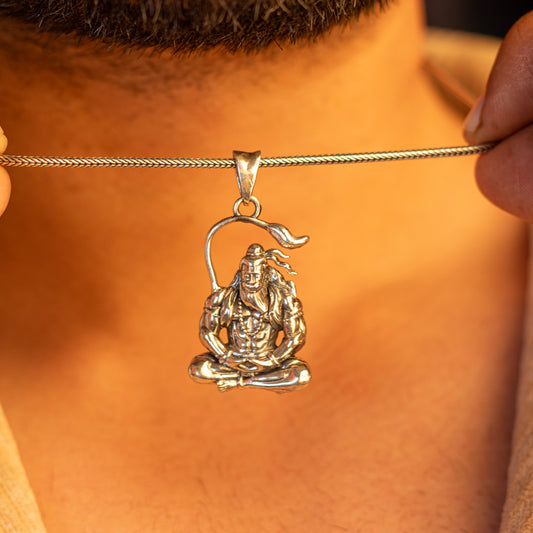 925 pure silver lord HANUMAN meditation design pendant best gifting pendant nsp868 - TRIBAL ORNAMENTS