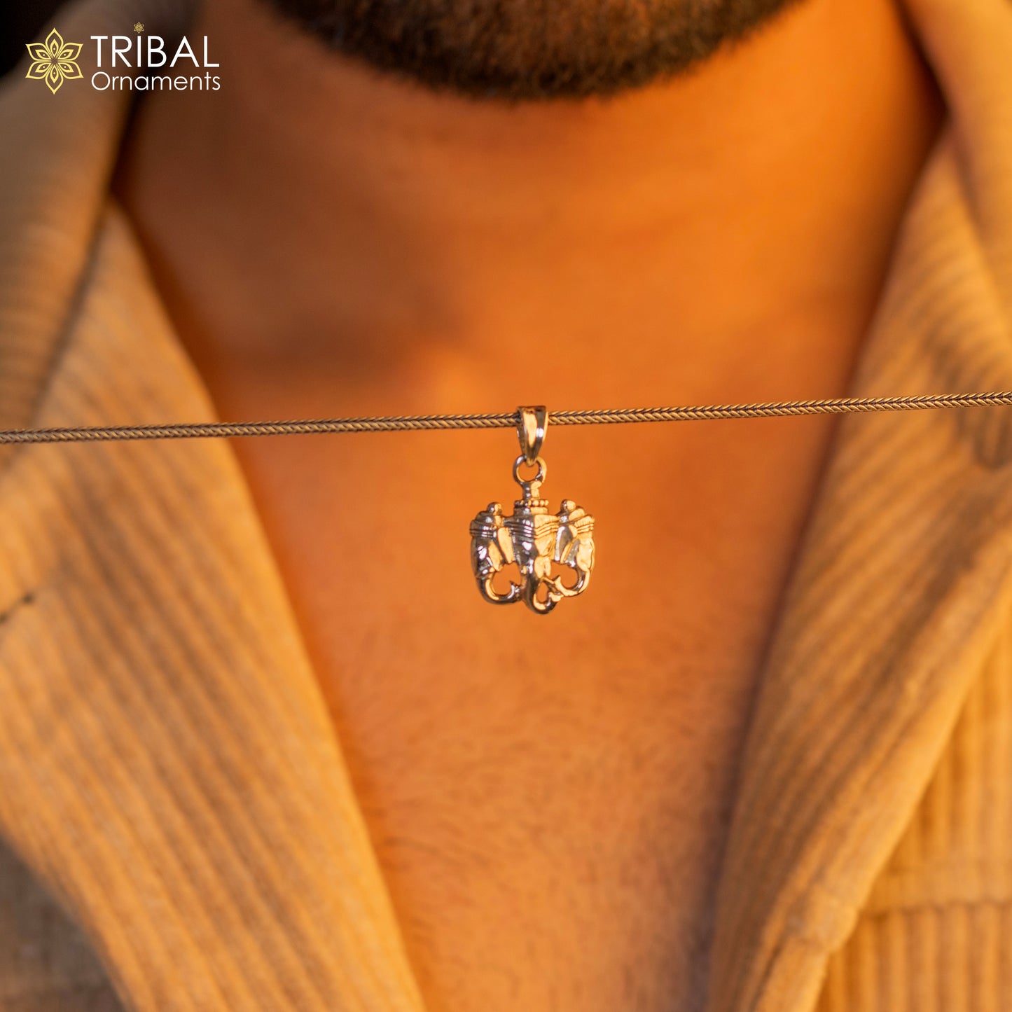 Exclusive design 925 sterling silver handmade 3 face Ganesha divine pendant, amazing stylish unisex pendant personalized jewelry ssp1644 - TRIBAL ORNAMENTS
