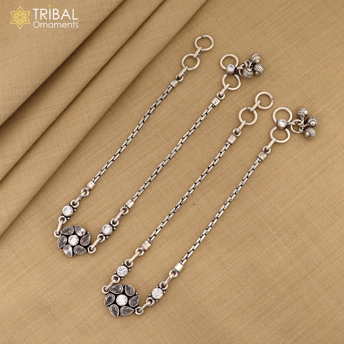 11" 925 sterling silver stylish white stone anklets foot bracelet ,ankle bracelet jewelry ank704
