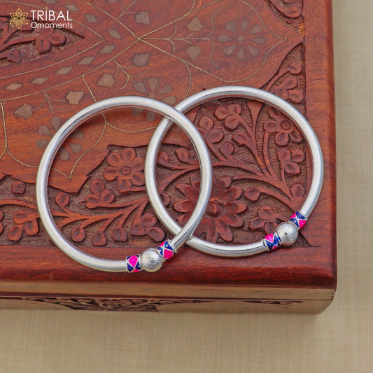 925 Sterling silver customized stylish ball design bangle kada tribal jewelry ba446 - TRIBAL ORNAMENTS