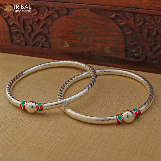 925 Sterling silver customized stylish ball design bangle kada tribal jewelry ba447 - TRIBAL ORNAMENTS